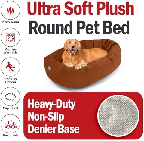 Majestic Pet 40 Inch Suede Calming Dog Bed Washable – Cozy Soft Round Dog Bed - Image 6
