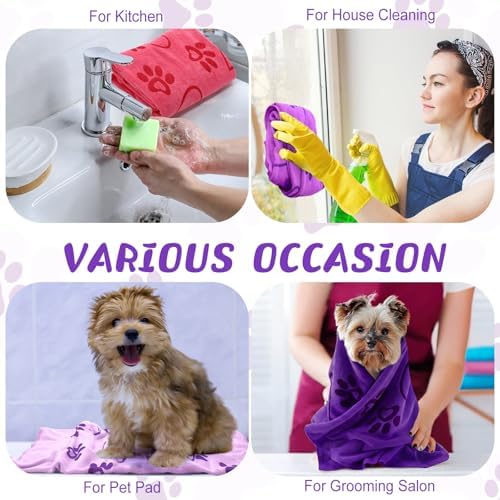 Fanfanwin 4 Pcs Dog Bath Towels Microfiber Drying Dog Towel Absorbent Pet Heart - Image 5