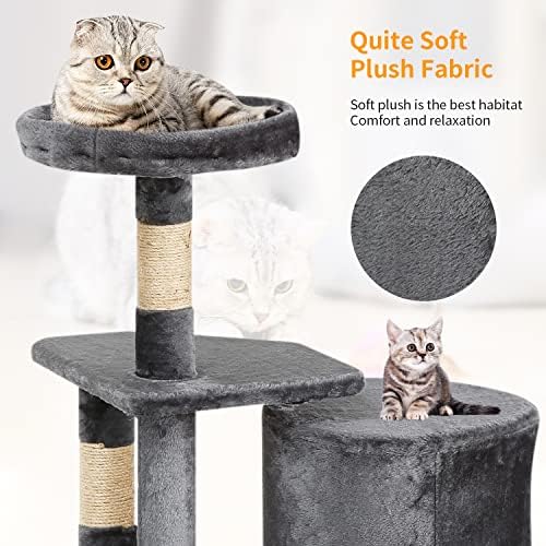 BestPet | 36" Cat Tree Tower | Light Gray | Sturdy Multi-Level Cat Tree - Image 6