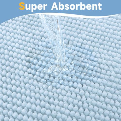 Ophanie Blue Bathroom Runner Rugs 72x24, Soft Chenille Bath Mat, Non Slip - Image 5
