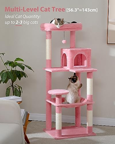MUTTROS 56.3" Cat Tree with Metal Hammock, 2-Door Condo, 6 Tiers - Image 2