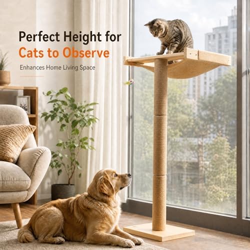 Cat Window Perch with Scratching Post, 46-Inch Tall Climbing Tree & Hammock - Image 4