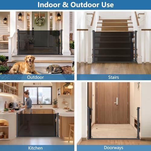 Malier Retractable Dog Gate, 38-60" No Drilling Pressure Mounted Mesh Dog Gate - Image 7