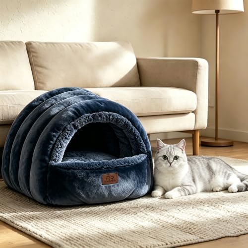 Covered Cat Bed Cave for Indoor Cats, 2-in-1 Enclosed Pet Bed for Kittens - Image 7