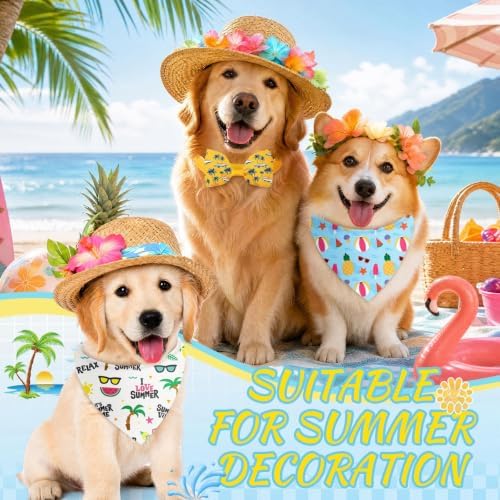 100 Pcs Summer Bandanas Bulk for Dogs Hawaiian Collar Lover Gift - Image 2
