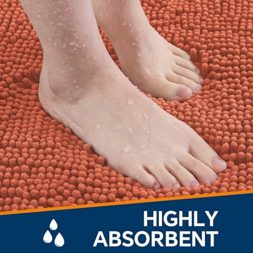 Chenille Bathroom Rug 30"x50" Coral, Large Plush Bath Mat - Image 4