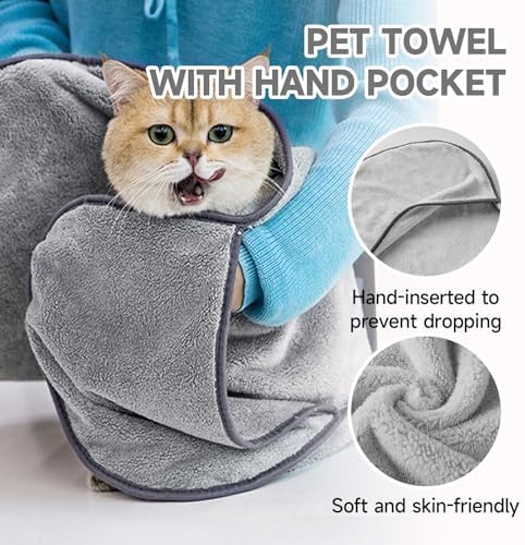Dog Towels for Drying Dogs Small Medium Large, 2 Pack Dog Cat Drying Bath Towel - Image 4