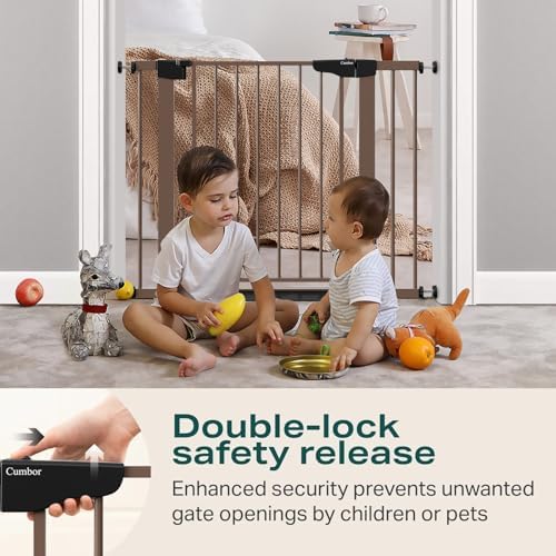 Cumbor 30-40.6 in Baby Gate for Stairs and Doorways, Dog Gate Indoor Brown - Image 4