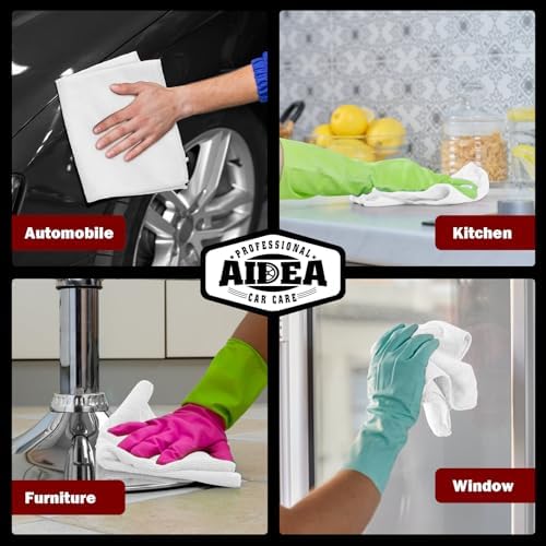 AIDEA White Microfiber Cleaning Cloth 150PK, Cleaning Rags 12×12" - Image 5