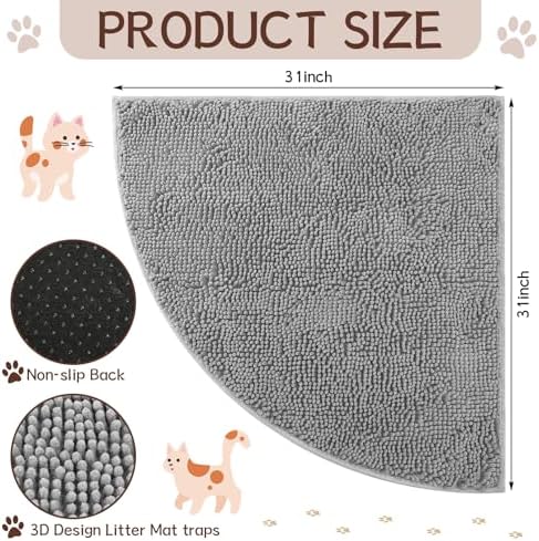 Tinideya Corner Cat Litter Mat Trapping Waterproof Non Slip, Light Gray - Image 2