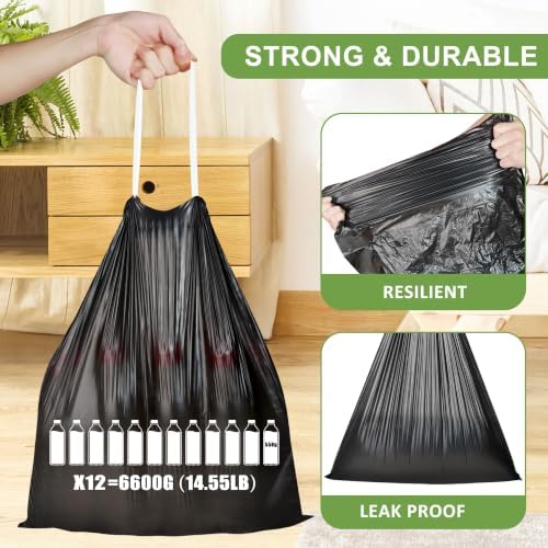 3 Gallon Trash Bags Drawstring, Small Trash Bags 132 Count - Image 5