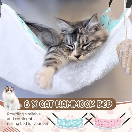 Barydat 6 Pcs Reversible Cat Hammock Bed Soft Hanging - Image 4