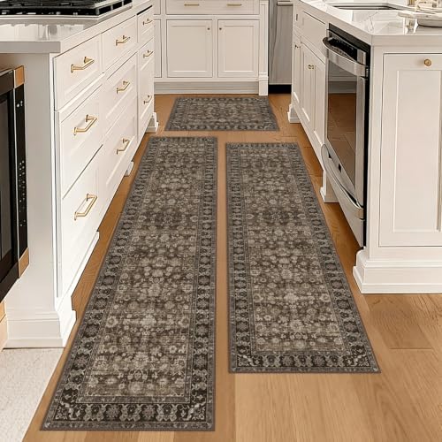 Washable Square 4x4 Rug Entryway: Non Slip Washable Indoor Carpet Brown - Image 7