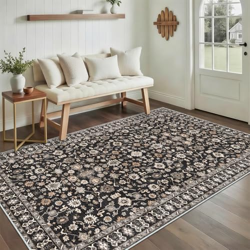Black Area Rug 4x6 Washable： Non Slip Stain Resistant Soft Bedroom Rugs - Image 2