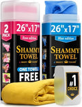 Premium Shammy Cloth for Car Drying – 2pk+1 Free – 26"x17" – Soft Chamois by MightyCleaner