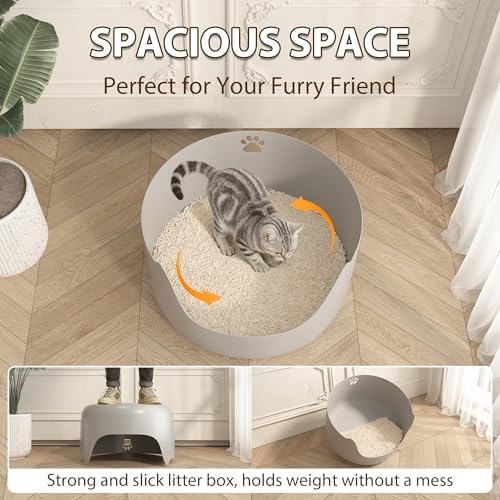 High Sides Low Entry Large Litter Pan, All-in-One Easy to Clean Plastic Litter - Image 2