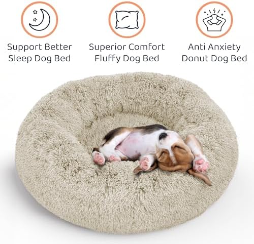 Calming Donut Dog Bed for Small Dogs, Round Dog Bed for Medium & Large Dogs - Image 3
