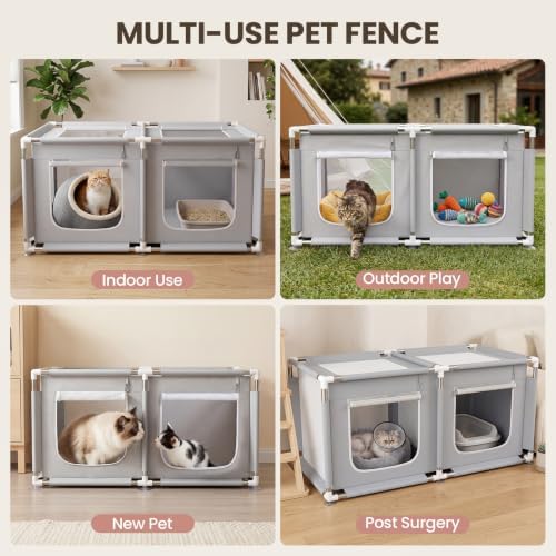 2-in-1 Cat Playpen Indoor Enclosure - Image 7