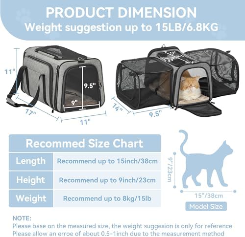 Petsfit 17" x 11" x 11" Airline-Approved Expandable Pet Carrier, 2X Square - Image 3
