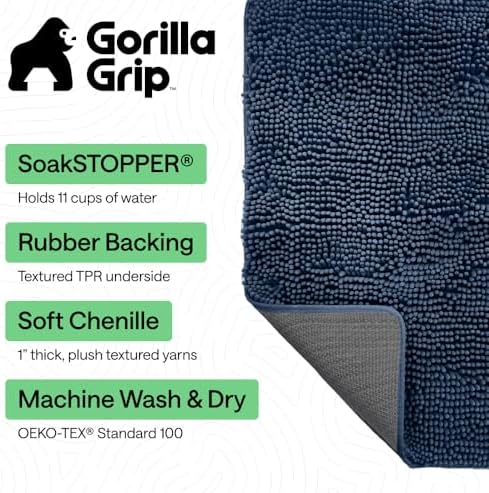 GORILLA GRIP SoakSTOPPER Dog Door Mat, Machine Wash and Dry, 30x20 Navy - Image 3