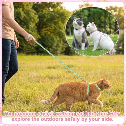 2 Pack Floral Cat Harness and Leash, Escape Proof Adjustable Kitten Harness - Image 5