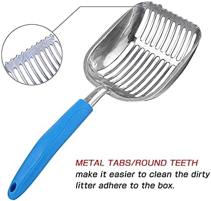 The Latest Update Metal Cat Litter Scoop POLISHING Blue Handle, Aluminum Alloy - Image 3