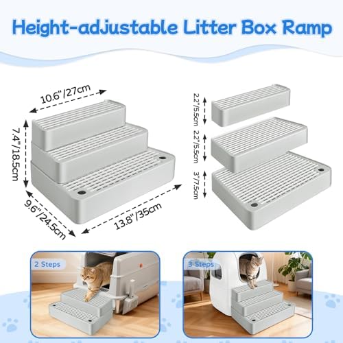 Extra Large 3 Steps Litter Box Ramp, Adjustable Cat Litter Box Step - Image 2