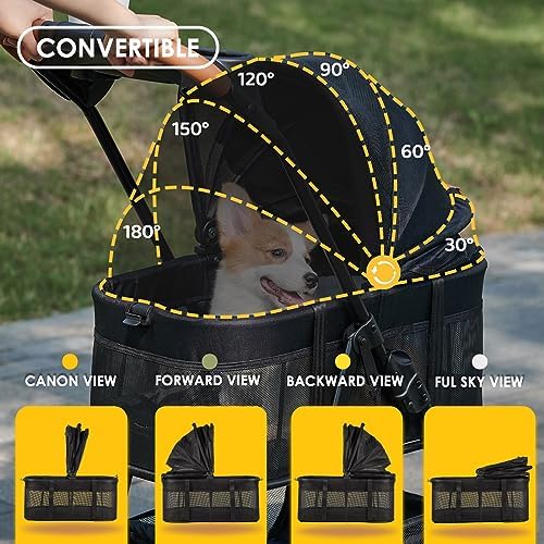 Zoosky 3 in 1 Dog Stroller, Folding Pet Stroller w/Removable Carrier - Image 3