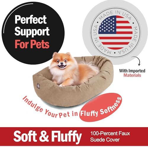 Majestic Pet 24 Inch Suede Calming Dog Bed Washable – Cozy Soft Round Dog Bed - Image 2