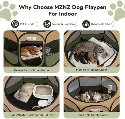 Dog Cat Small Animal Puppy Playpen Crate, Olive Green - Image 4