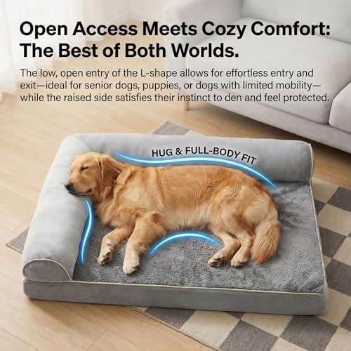 Orthopedic Dog Bed for Large Dogs 40 x 24Inch, L Shaped Memory Foam Pet Bed - Image 5