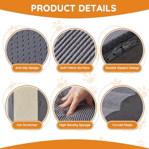 Ahpmeoa Dog Stairs for Small Dogs 11.8" H, Dog Ramp for Bed - Image 3