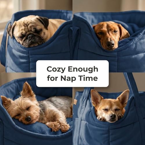 Plush Dog Purse Carrier for Small Dogs, Soft Tote, Dark Blue - Image 3