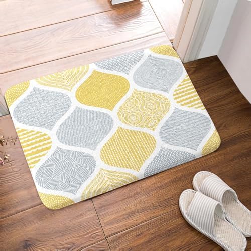 JAWO Yellow and Grey Paisley Bath Mat - Image 4