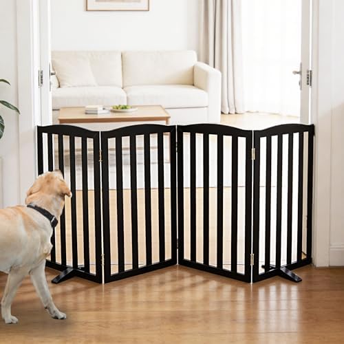 Freestanding Dog Gate Indoor, Doggie Gate Foldable Pet Gates by SFJC