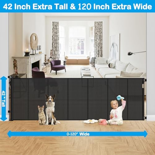 Reinforced 42" Tall X 120" Extra Wide Retractable Baby Gate Extra Long Baby - Image 3