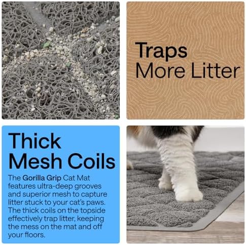 GORILLA GRIP Cat Litter Box Mat, Coiled Mesh Trapping Mats, 35x23 Gray - Image 3
