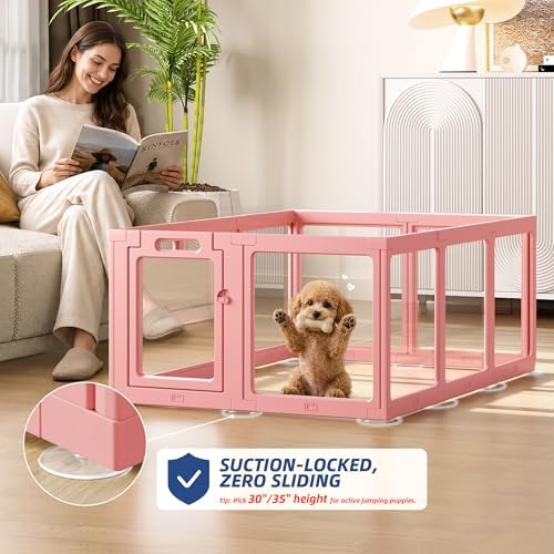 Clear Acrylic Dog Playpen Indoor Pet Pen, 12 Panels - Image 4