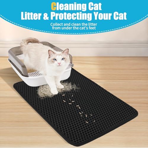 Cat Litter Mat 35"x24", Double Layer Waterproof Litterbox Mat - Image 3