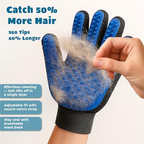 Pet Grooming Gloves – Efficient Dog & Cat Grooming Gloves 2-in-1 Deshedding - Image 2