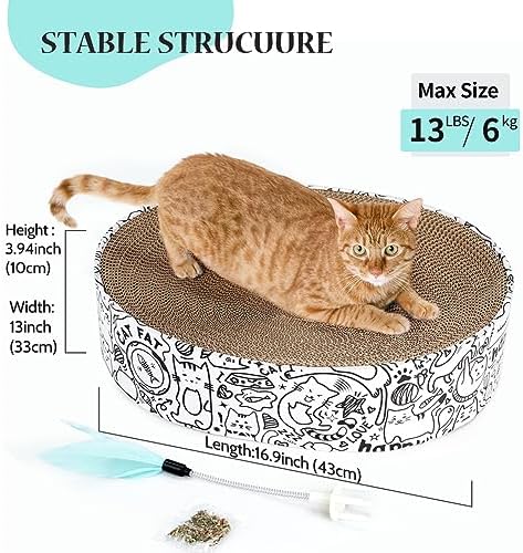 Cat Scratcher Cardboard, 2in1 Oval Cat Scratcher Bed - Image 6
