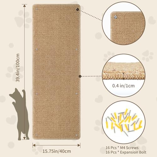 FHTONGE Extra Tall Thickened Cat Wall Climbing Carpet - Image 5