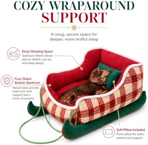Dog Bed Medium Size Dog Cat Beds for Indoor Cats Christmas Holiday Pet Bed - Image 2
