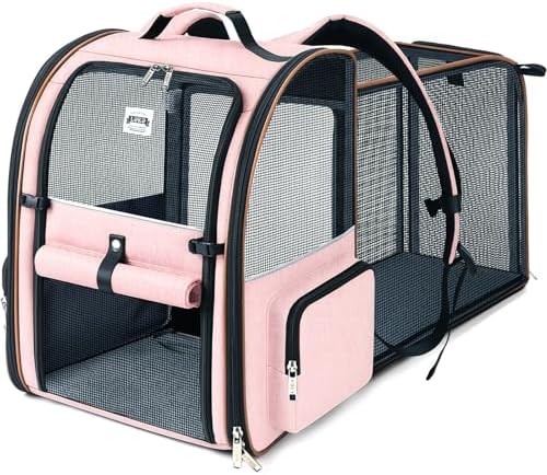 Large Cat Backpack Carrier Expandable Foldable Pet Carrier Backpack by LEKEBOBOR