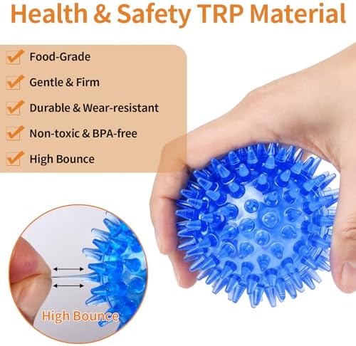 6 Pack Squeaky Spiky Dog Balls, Puppy Chew Toys - Image 3