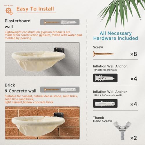 JUNSPOW Cat Hammock Wall Mounted, Foldable & Stable Cat Beds- Breathable Cats - Image 5