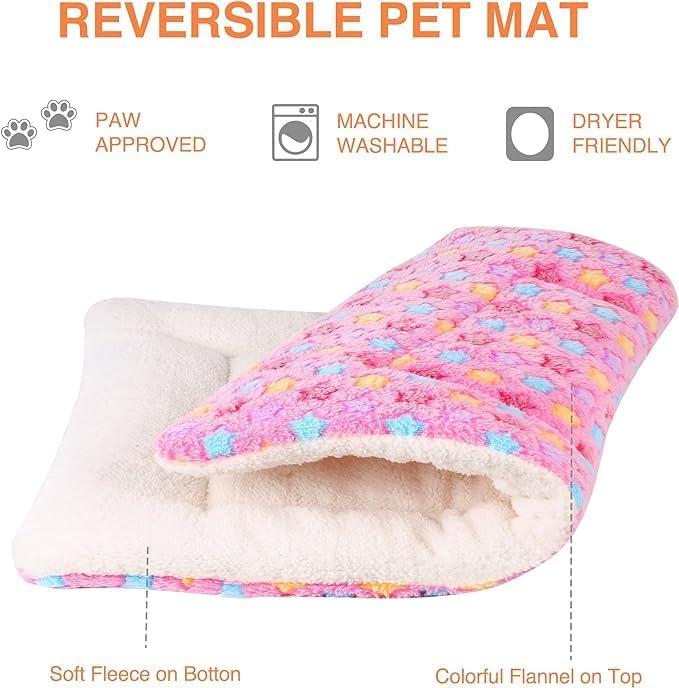 Mora Pets Cat Bed Ultra Soft Dog Crate Pad Star Print 2 Pack 18 inch Pink - Image 4