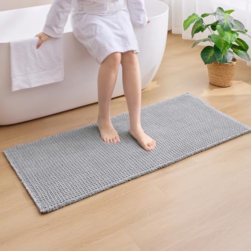 ILANGO Upgraded Waffle Bath Rug 24x48, Super Absorbent Non Slip Bath Mat by ILANGO