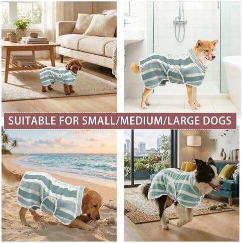 Fast‑Drying Dog Bathrobe, Absorbent Striped Pet Towel - Image 4