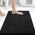 Bcoimo Small Bath Rug Mat, 24x17 Chenille Non Slip Black Bathroom Floor Mats by Bcoimo